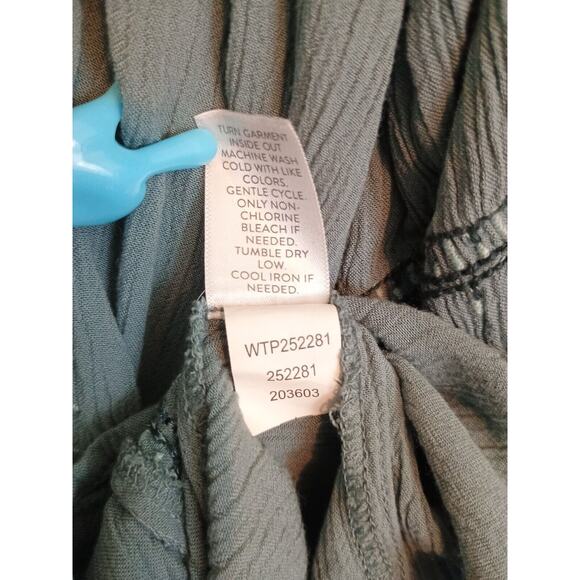 J Jill Shirt Womens Small Blue Spruce Embroidered Pintuck Button Boho Blouse - Picture 11 of 12